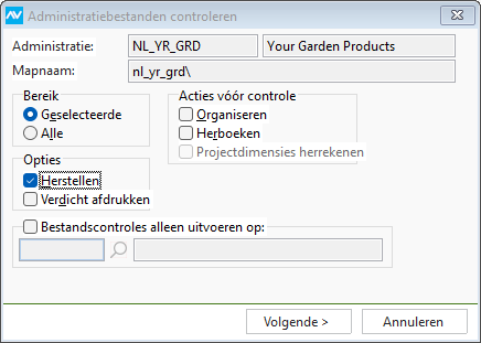 controleren administratie venster 1