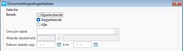 av-sup Algemeen Documentkoppelingen selectie