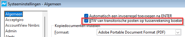 av-sup BTW transitorisch systeeminstelling