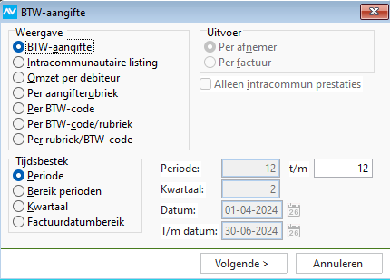 av-sup btw aangifte rapport wizard