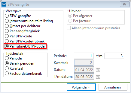 av-sup btw-rapportage