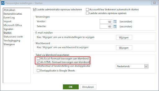 av-sup klembord instellingen