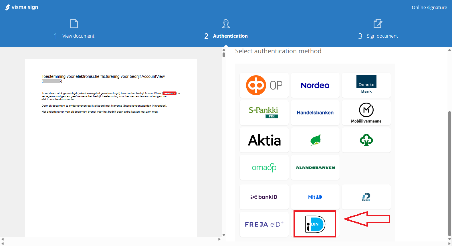 av-sup starten AUINV doorlopen visma sign 3