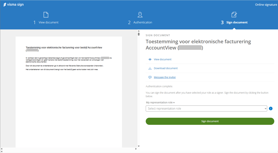 av-sup starten AUINV doorlopen visma sign 4-1