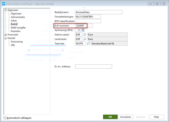 av-sup starten AUINV instellingen administratie