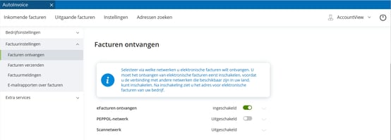av-sup starten AUINV AV factuurinstellingen