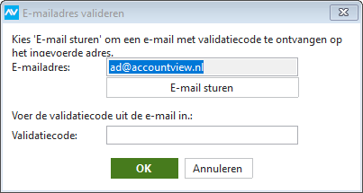 av-sup starten AUINV email validatie